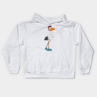 Stork as Inline skater with Roller skates Kids Hoodie